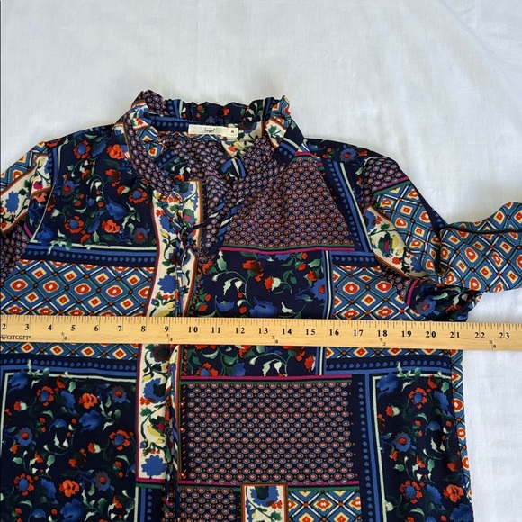 Hazel Anthropologie Boho Multicolor Floral Patchwork Blouse Bell Sleeve Women M - Picture 11 of 13